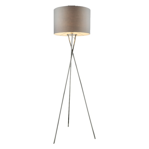 [GLO24687CV] Lampadaire Gustav en métal chromé et textile gris