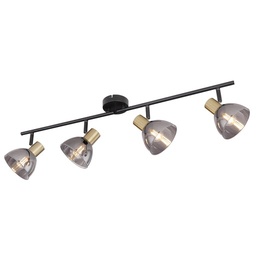 [GLO543054] JAY - Spot / Plafonnier 4 lampes en métal noir, bronze et verre fumé