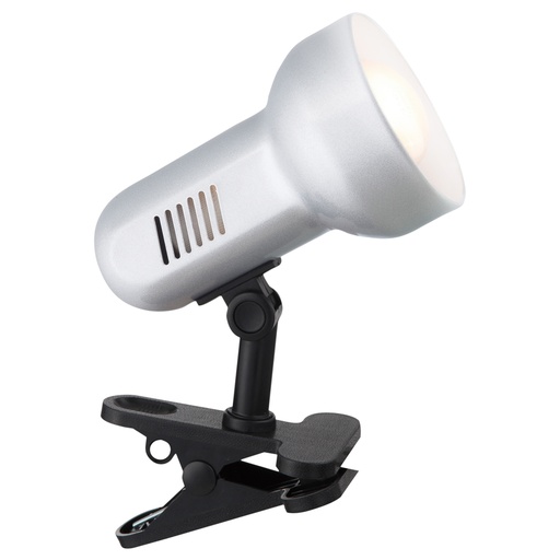[GLO5497CV] Spot à pince Basic en métal argenté et plastique noir