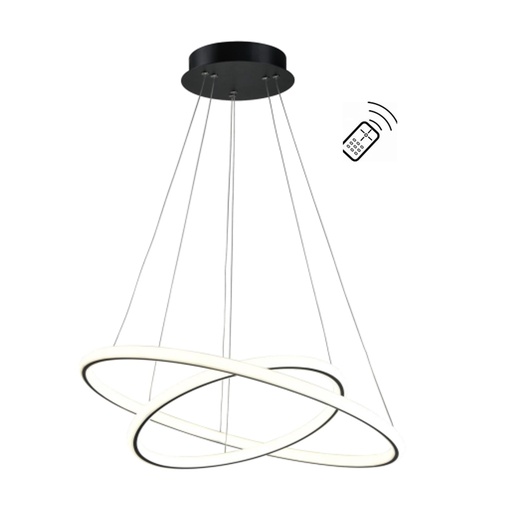 [LXBGCN713] Lustre / Suspension quito LED 57W noir dimmable avec télécommande