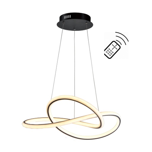 [LXBGCN720] Lustre / Suspension Quito LED 47W noir sablé dimmable avec télécommande
