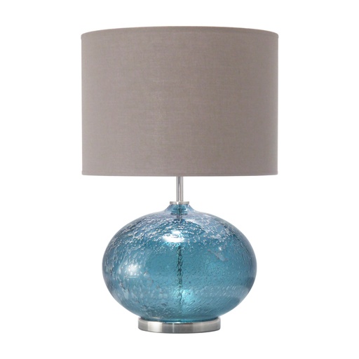 [PALNC102S] LOFT - Lampe à poser en verre bleu marine, métal doré et abat-jour en tissu