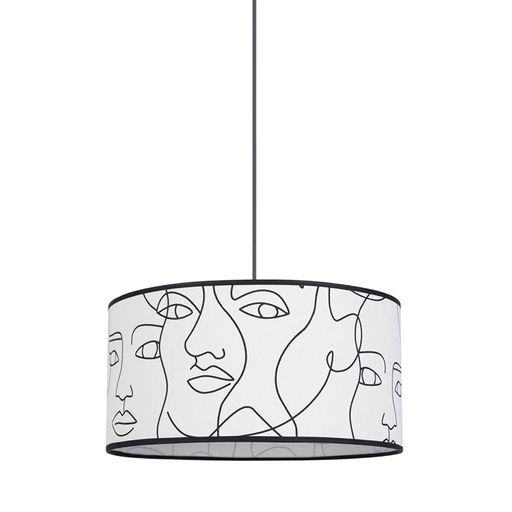 [COR656409] Suspension cylindre vilnius en coton imprimé visages sur contrecollé transparent