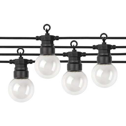 [OPT5057CV] Guirlande extérieur 10 ampoules (incluses) en plastique noir étanche IP65