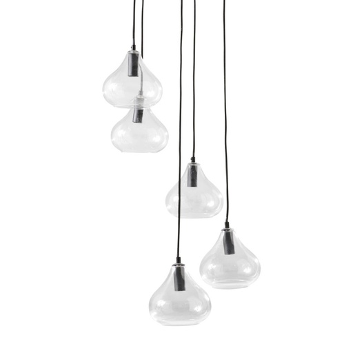 [MM177422] Lustre 5 nova globes en verre et métal noir