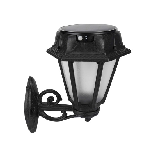 [FUMR2213100AFS1K] Applique murale led Rosetta Bisso solaire noir avec capteur de mouvement étanche IP55