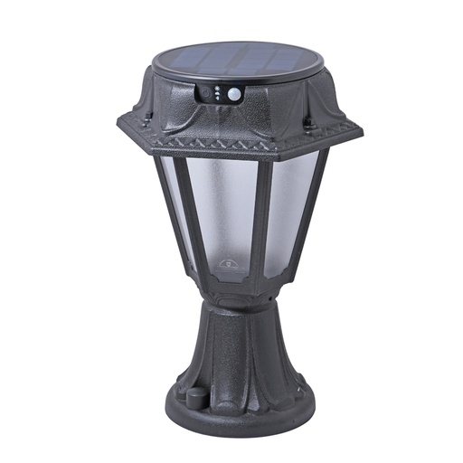 [FUMR22111000AFS1K] Borne led solaire noir Rosetta Minilot  avec capteur de mouvement étanche