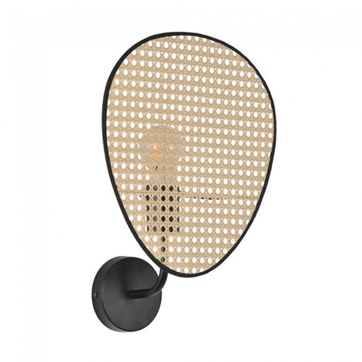 [COR657192] Applique murale Naytto en métal noir et cannage naturel