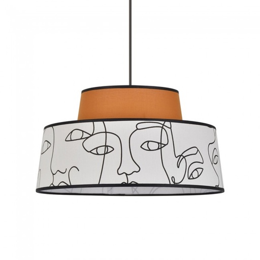 [COR657201] Suspension Mallorca en coton motif visages et caramel