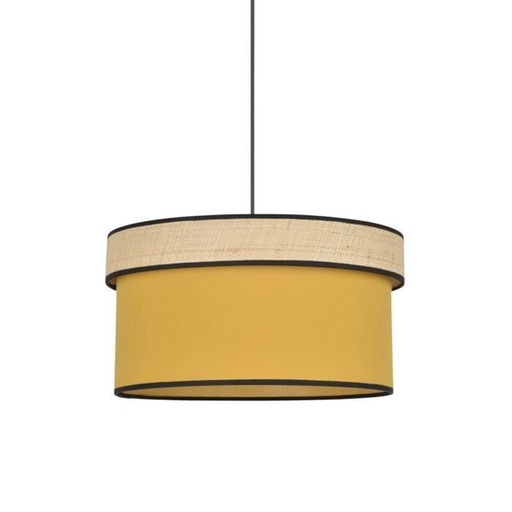 [COR654470] Suspension Amman cylindre en coton et raphia moutarde