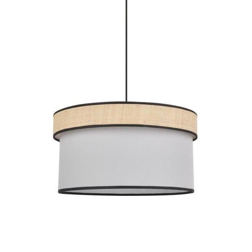 [COR653615] Suspension Amman cylindre en coton et raphia tourterelle