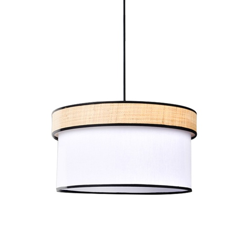 [COR653613] Suspension Amman cylindre en coton et raphia blanc