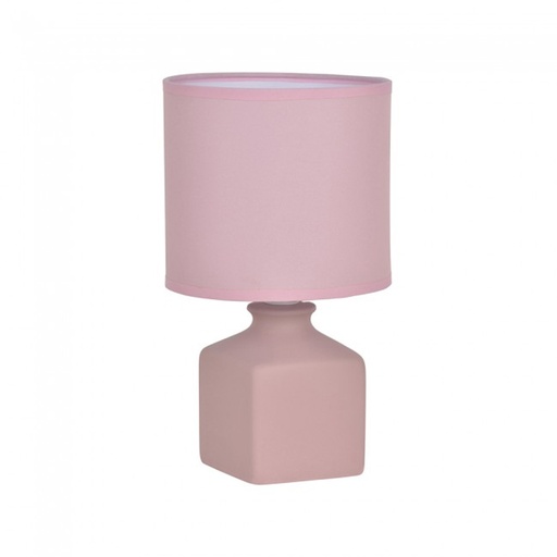 [COR653251] IDA - Lampe à poser base carrée en céramique mat rose H25cm