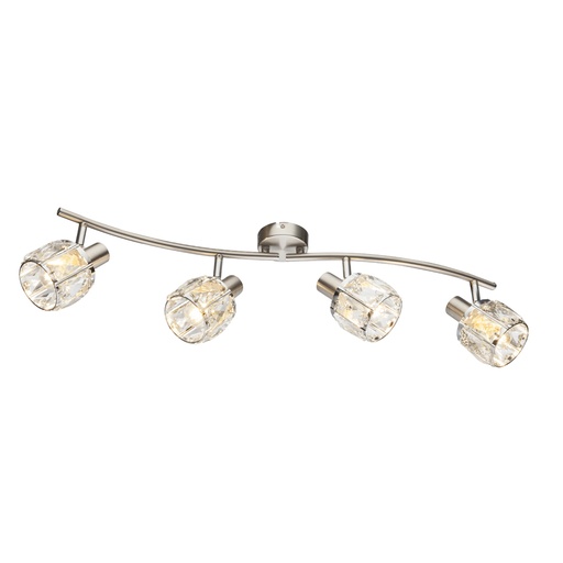 [GLO543564] Spot/plafonnier Kris 4 lampes en métal nickel mat et chrome