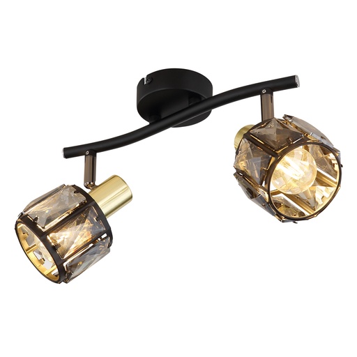 [GLO543572B] INDIANA - Spot / Plafonnier 2 lampes en métal noir et doré
