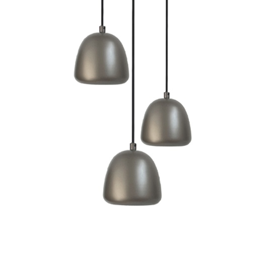 [LXMACQB213] MONTECITO - Lustre 3 lampes en métal gris et MDF Blanc Ø32.5