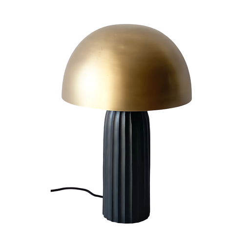 [LXIEMQ630] Lampe à poser Joy en métal brossé antique et abat-jour en métal doré H37cm