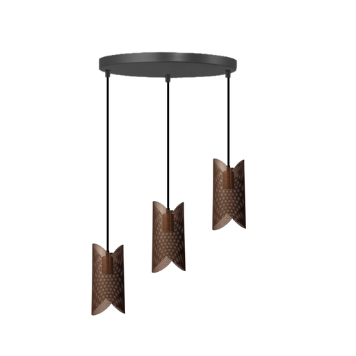 [LXSTVQ412] Lustre 3 lampes Adele en métal grillagé effet café industriel