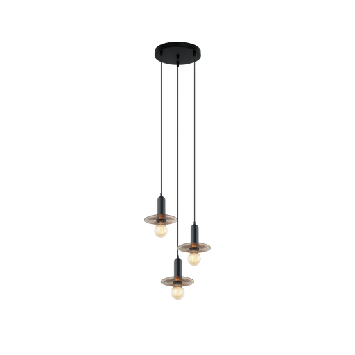 [LXSTVQ643] Lustre 3 lampes maninn en aluminium avec verre fumé