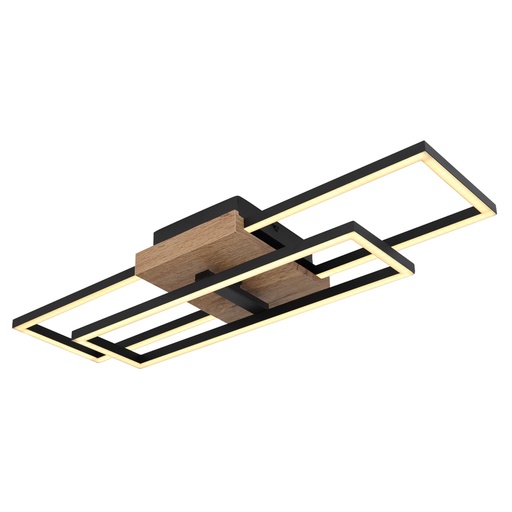 [GLO6727618] Lustre/plafonnier LED 18W Kendra en métal noir lumière Jaune