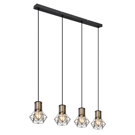 [GLO540174HM] Lustre 4 lampes priska en métal noir