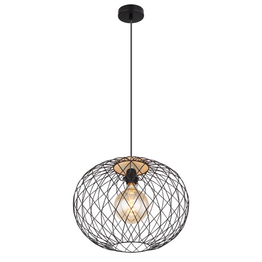 [GLO54039H] Suspension lacky en métal noir mat et mdf