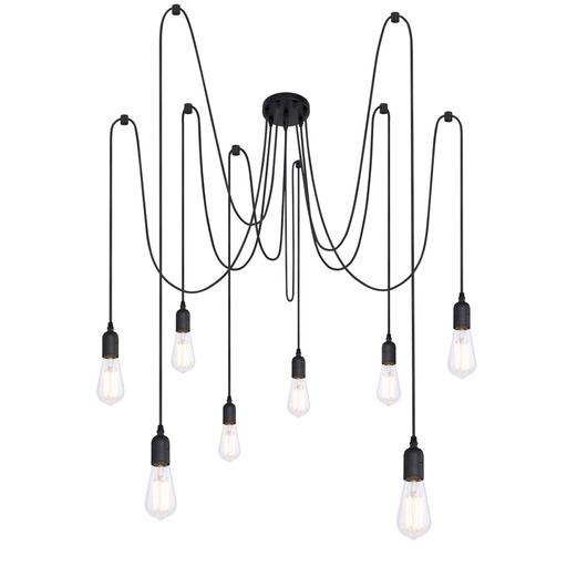 [GLOA1108] Lustre 8 lampes oliver en métal noir