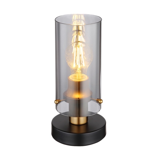 [GLO15564T] Lampe à poser Fanni en métal noir laiton et verre fumé