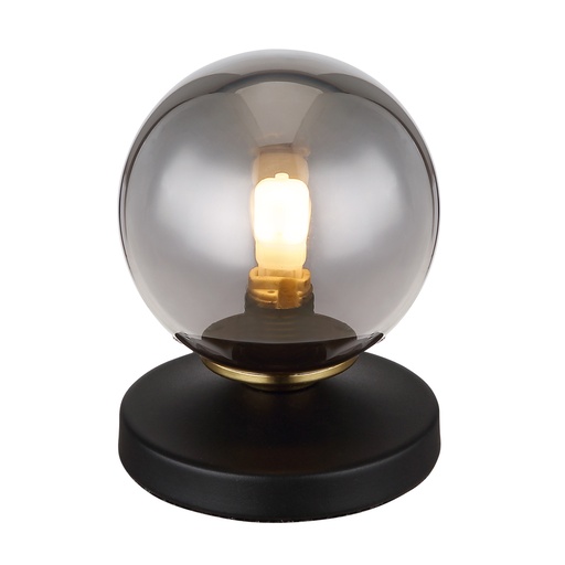[GLO56136T] JORGE - Lampe à poser en métal noir et verre fumé H13