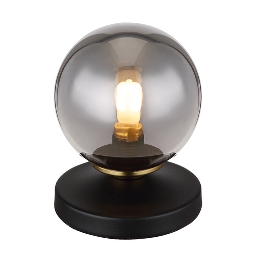 [GLO56136T] Lampe à poser Jorge en métal noir et verre fumé