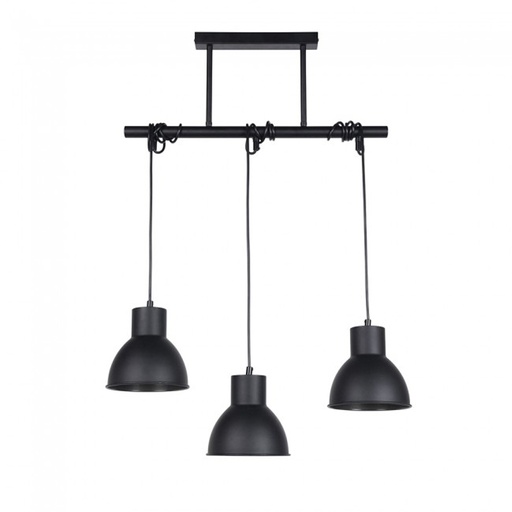 [COR656692] Lustre 3 lampes dock en métal coloris noir