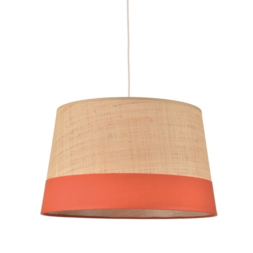 [COR654259] Suspension Marina cylindre en coton raphia et tomette