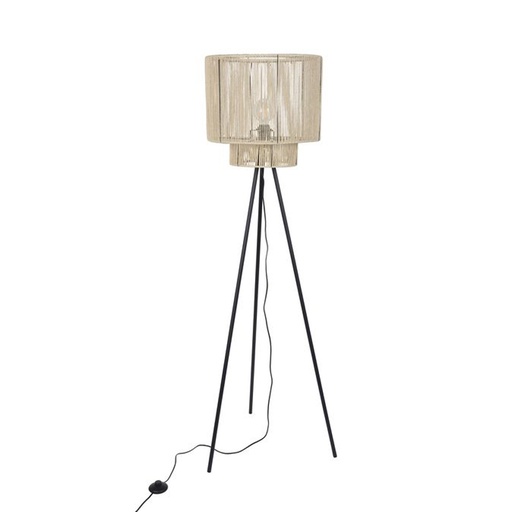 [COR656660] Lampadaire Cancun trépied en métal et abat-jour en cordelette tressée naturel