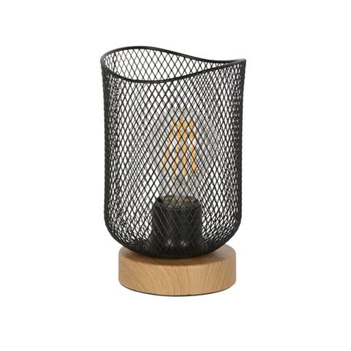 [COR656728] OTTAWA - Lampe à poser en métal noir et bois naturel H20