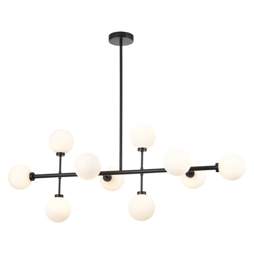 [SLX601312CV] Lustre 10 lampes Titan en métal noir et verre opaque