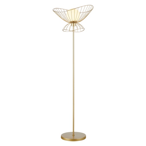 [SLX601811CV] Lampadaire Sophiste en métal doré et verre blanc