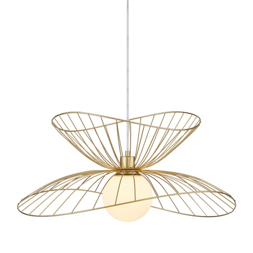 [SLX601815CV] Suspension Sophiste en métal filaire doré verre blanc