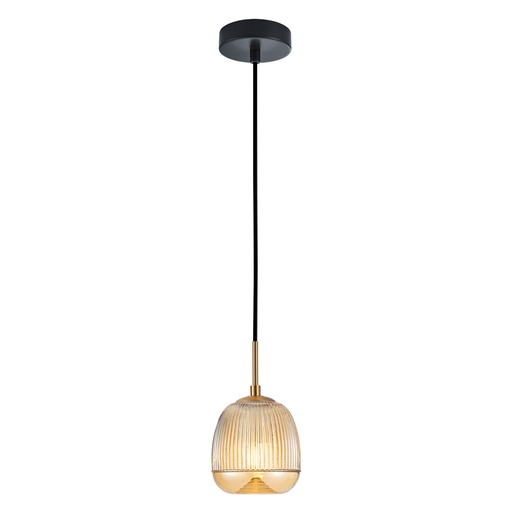 [SLX601910CV] Suspension Carina en métal noir et verre ambre