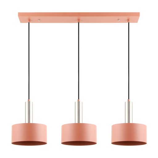 [LXAOMR136] Lustre 3 lampes chakala en métal terracotta et nickel satiné