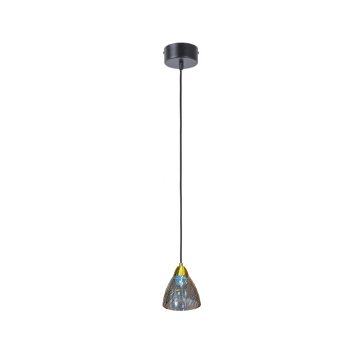 [LXMACRA200] Suspension verre/métal fumé noir & or 40W