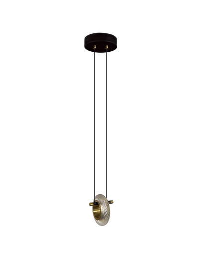[LXMACRA301] Suspension LED Austral en métal noir et or, cristal acrylique