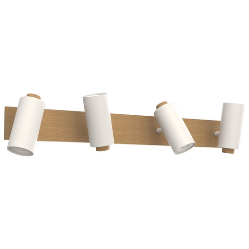 [LXSTVR514] Applique / Spot 4 lampes Anthioche en métal blanc sablé et bois naturel