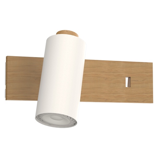 [LXSTVR511USB] Applique / Spot en métal blanc Anthioche  sablé et bois naturel avec port USB