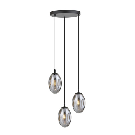 [LXPOLRE12663G] Lustre 3 lampes astral en métal noir et verre graphite