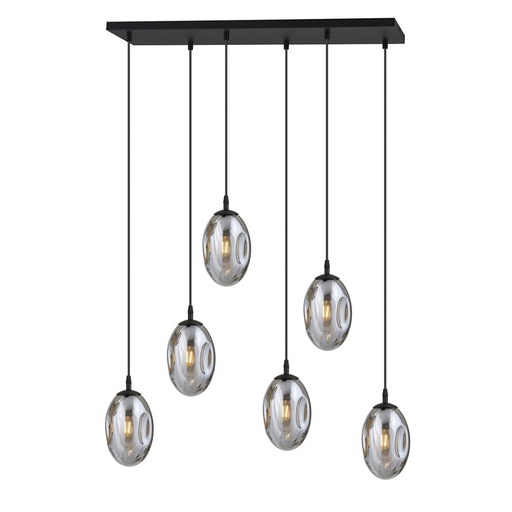 [LXPOLRE12666G] Lustre 6 lampes astral en métal et verre graphite