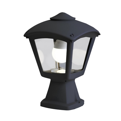 [FUMT20114000AYE27] Borne de jardin Isma en résine noir antichoc étanche IP55