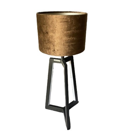 [GLO15342T2M1] Lampe à poser Tunno en métal noir et plastique marron