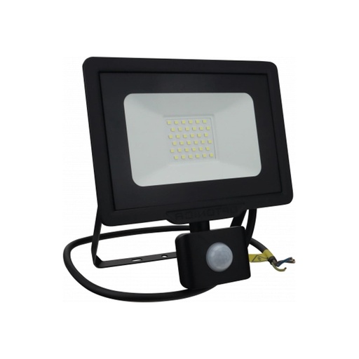 [OPT5958CV] Projecteur LED 30W SMD noir avec capteur Lumière Blanche Froide étanche IP65