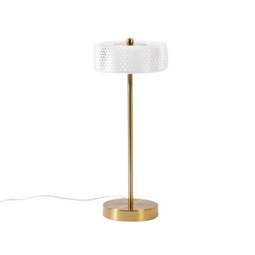 [LXFARS101] Lampe à poser LED cristal en acrylique et métal bronze