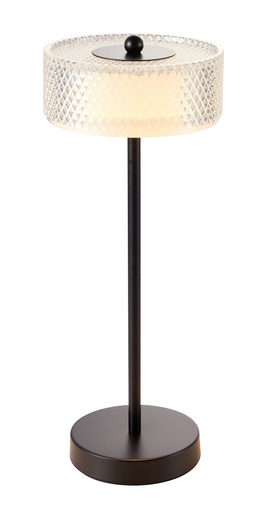 [LXFARS101B] Lampe à poser LED ronde en acrylique et métal noir mat
